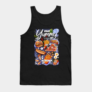 Food, yummy, print, burger, pizza, sandwich, roll, chicken Tank Top